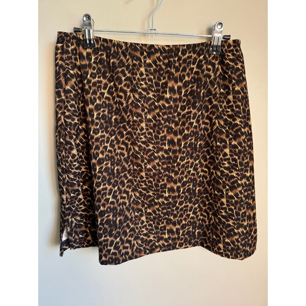 M Collection Leopard Print Mini Skirt Women's Large Brown Animal Print Y2K Retro